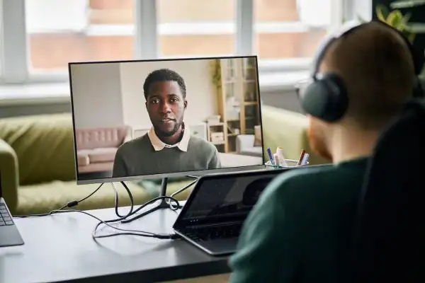 Man attending online mediation Oswaldtwistle MIAMS session